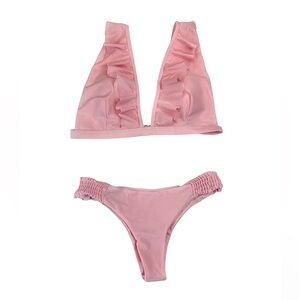 Pink Ruffled Bikini Set